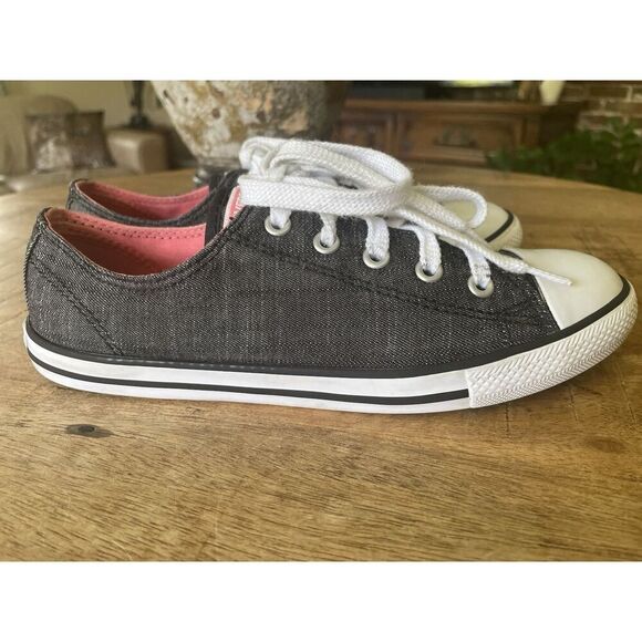 Converse All Star Low Top Sneakers Black Denim with Pink Interior Women’s Sz 6 - Picture 3 of 7